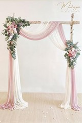 Artificial Wedding Arch Flower Kit with Chiffon Drapes Dusty Rose Champagne
