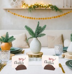50 Pcs Wooden Table Number Stands, Semicircular Place Card Holders for Table Num