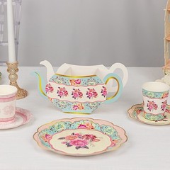6 ASSORTED Paper Teapot Favor BOXES Vintage Floral Design Party Event Decoration