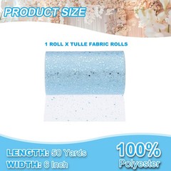 Tulle Fabric Rolls 6″ by 50 Yards Fabric Spool Tulle for DIY, Sky Blue