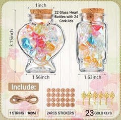 Mimorou 22 Set Honeymoon Sand Keepsake Jars 2.7 oz Heart Glass Jars
