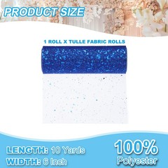 Tulle Fabric Rolls 6″ by 10 Yards Fabric Spool Tulle for DIY, Blue