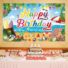 Summer Beach Birthday Backdrop, Summer Beach Birthday Banner for Summer Beach…