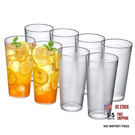 – Cafely – 24-Ounce Plastic Tumblers (Set of 8), Plastic All-Clear, 24 oz