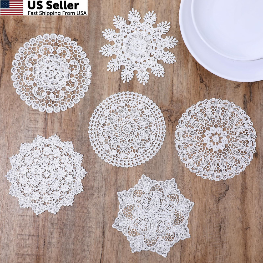 AOZUO 6PCS White Vintage Crochet Doilies, 6 Inch Round Lace 15cm/5.9in,