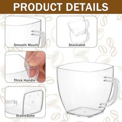 2oz Mini Disposable Tea Cups with Handle – 100 Pack – Clear Disposable Espresso