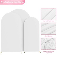 Wokceer Wedding Arch Cover (7.2FT, 6.6FT, 6FT) Set of 3 Spandex Fitted Weddin…
