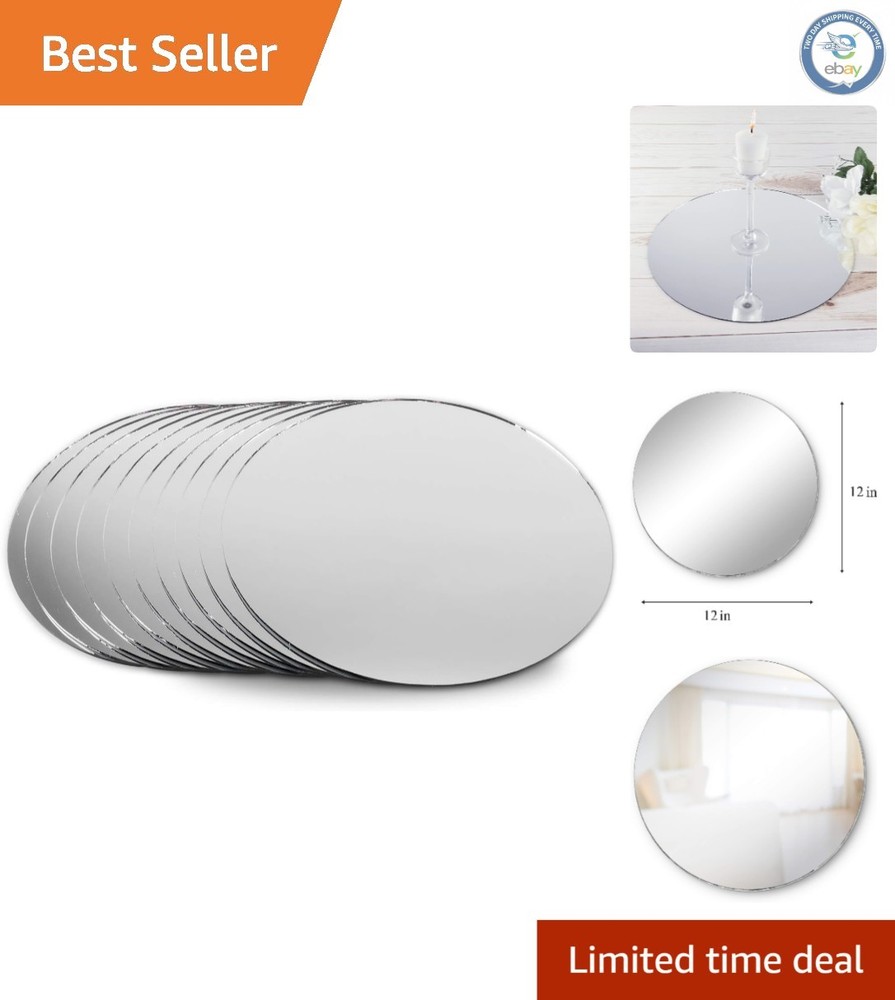 Pack of 10 Polished Round Mirrors – Perfect for Weddings and Crafts, 12″ Size