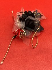 Bridal & Flower Girl Bouquets, Boutonnieres, Black and White with Red Roses