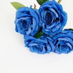 ROYAL BLUE 2 Bushes 17″ Premium Silk Roses Artificial FLOWERS Bouquets Party