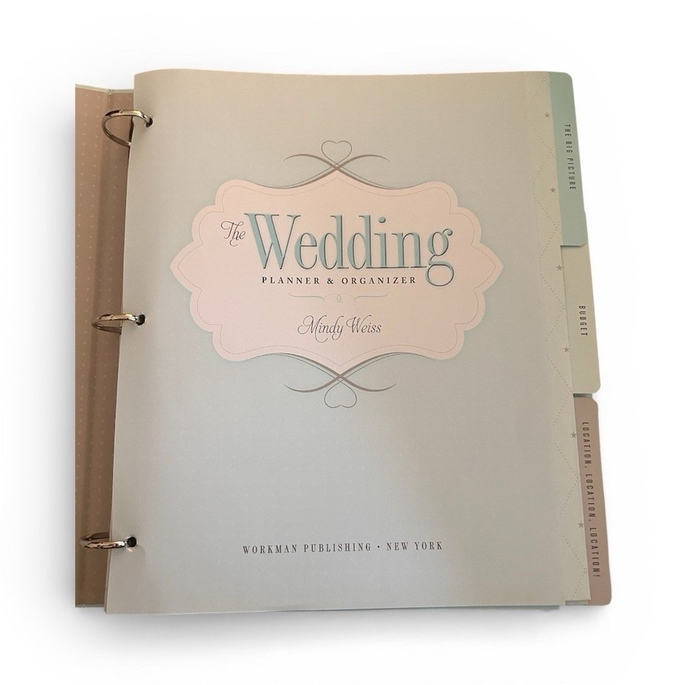 Workman Publishing Wedding Planner Organizer Blue Beige 3 Ring Binder w/Pockets