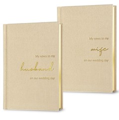 WeddingGiftsWedding Wedding Vow Books His and Hers-Canvas Linen XZ-HW-Beige