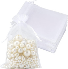 50Pcs Organza Bags – 4X6 Inch White Wedding Favor & Jewelry Pouches with Drawstr