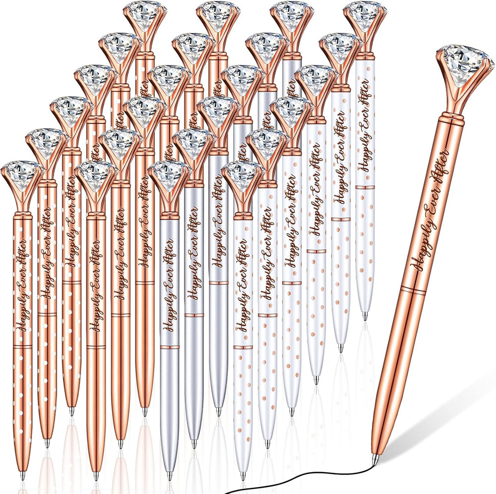 24 Pcs Bridal Shower Gifts for Guests Diamond Pens Rose Golden Crystal Ballpoint