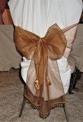 Sheer Christmas Amber Chair Bow Sash Ribbon Tie Back & Sparkle Placemat 12pc Set