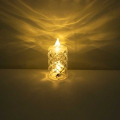 12 CLEAR 3″ Flameless Battery Operated LED Tealight CANDLES Diamond Design Home