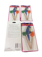 Set Of 4 —3 PC Candle Sticks Luau Party Decor New In Box Palm Parrot Pineapple
