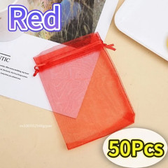 50/100Pcs White Sheer Organza Bags for Wedding Favor with Drawstring, Jewelry Po