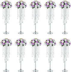 Elegant Silver Crystal Wedding Vases – 10 Pcs 29.5″ Tall Centerpieces