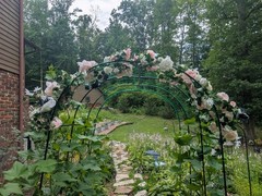 Artificial Rose Flower Garland Pink White And Navy Blue Greenery Wedding Floral