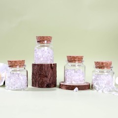 Magic Season Decorative Round Glass Bottles with Cork Stoppers (2 1.7 fl oz.