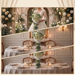 10″ White Rose Cascading Bridal Bouquet – Artificial Silk Wedding Flowers, Boho