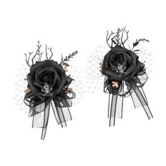 Black gothic corsage wrist accessory for Halloween outfit styling