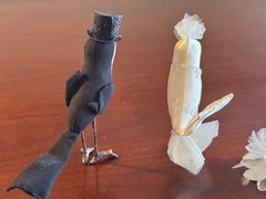 Vintage Bird Bride & Groom Wedding Cake Toppers + Silk Corsage – Custom Made!