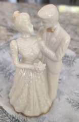 Vintage Lenox Wedding Promises First Dance Bride & Groom Cake topper Gold Accent