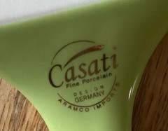 Vintage Casati Cake Pie Knife Wedding Cake Server Green w/Gold Porcelain GERMANY