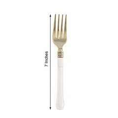Metallic Gold Forks with White Handle Wedding Dinner Party Disposable Tableware