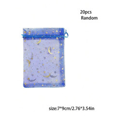 20/50/100 Moon Star Organza Gift Bags Wedding Jewelry Drawstring Xmas Pouches