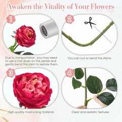 Giegxin 20 Pcs Real to Touch Peonies Austin Roses Artificial Flowers, Faux Lo…
