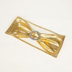 10 Gold Metallic Spandex Chair Sashes with Silver Buckles Wedding Decorations