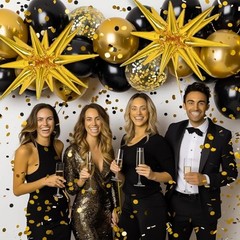 2026 Graduation Decorations Balloons, 140pcs Black Star Latex Black and Gold
