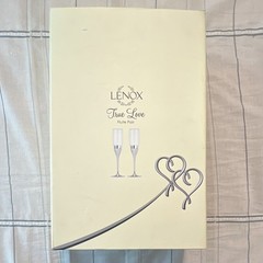 Lenox True Love Champagne Flutes Set of 2 Clear/Silver Heart Stem Glass