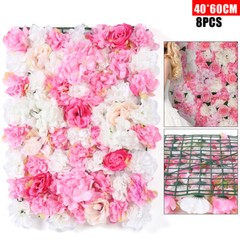 8× Rose Flower Wall Panels Artificial Silk Wedding Supply Decor Party Floral NEW