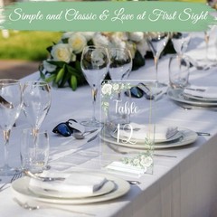 White Rose Acrylic Wedding Table Numbers 120 Stands 4×6 Inch Clear Signs Set