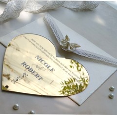 Personalized Gold Mirror Vintage Acrylic Invitations 2026 & Ivory Lace Envelopes