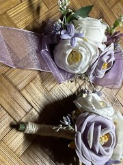 Ansofi Purple & White Corsage And Boutonniere