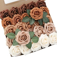 Artificial Flowers 25pcs Real Looking Earth Tones Ombre Colors Foam Fake