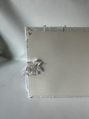 Hallmark WCA3378 Wedding Guest White Fabric Lace Floral Covered Book Vintage