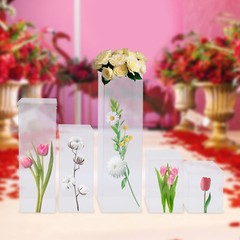 5pcs Floral Bouquet Rack Clear Acrylic Stand Box Fit For Wedding Backdrop Decor