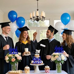 ALISSAR 12 Pack Pre-assembled Double Sided Class of 2025 Graduation Blue
