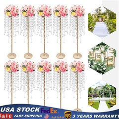 10pcs Crystal Table Centerpieces Gold Flower Stand Wedding Party Rack Decor