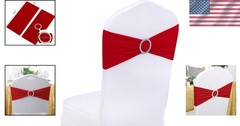 Transformative 50-Pack Red Spandex Chair Sashes with Buckle for Celebrations