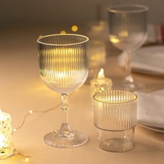 12 Clear Stackable Ribbed Reusable Plastic cups Centerpieces Decorations