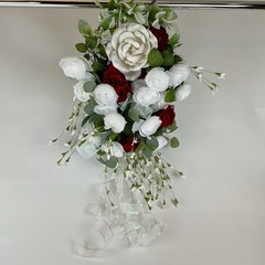 Bridal Hanging Flower Decorations White & Red Roses