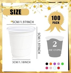 100 Pack 2 oz Plastic Shot Cups Disposable Shot Glasses white shot glasses