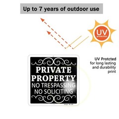 2-Pack Private Property No Trespassing No Soliciting Aluminum Signs – 9×9 Inc…